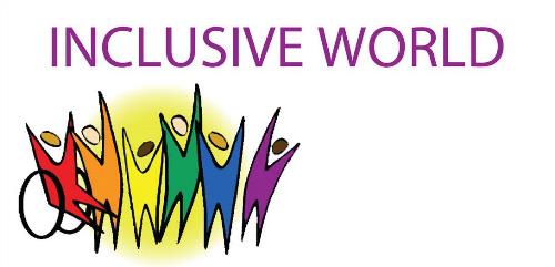inclusive work logo drawing of coloured human silhouettes with their arms up