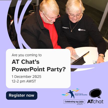 A logo that includes a photo of two women looking at a laptop screen together