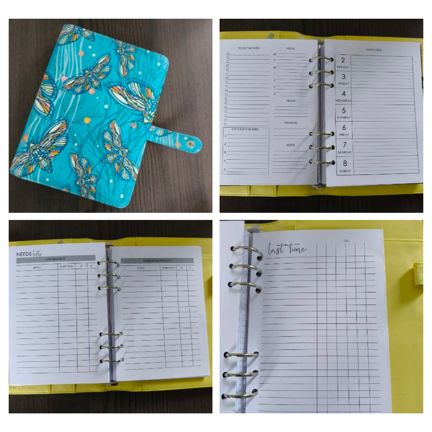 collage of 4 photos showing the planner