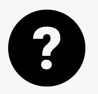 A black circle with a white question mark in the centre