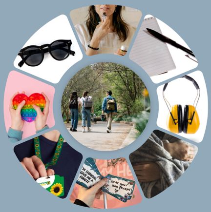 A collage of items that could be included in a sensory kit
