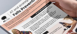 AT-for-fall-prevention-web Two hands hold an information sheet that contains quotes from the article, we're not falling for April Falls Month, neither should you.