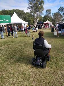 Nerine attends a busy expo in her wheelchair