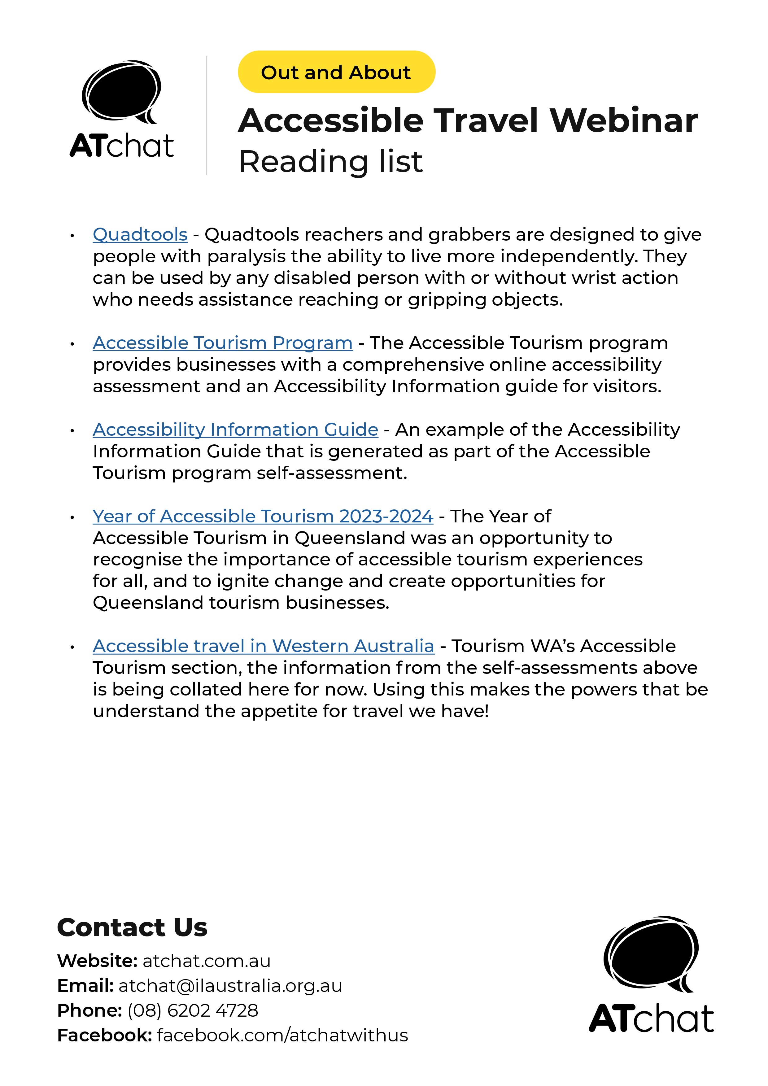 AT Chat - RESOURCE - Out and About webinar reading list - image AT Chat - RESOURCE - Out and About webinar reading list - image