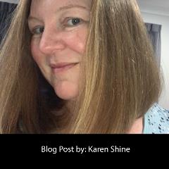 Karen Shine blog photo Lady with straight styled hair is smiling at the camera. Text overlay says blog post by Karen Shine